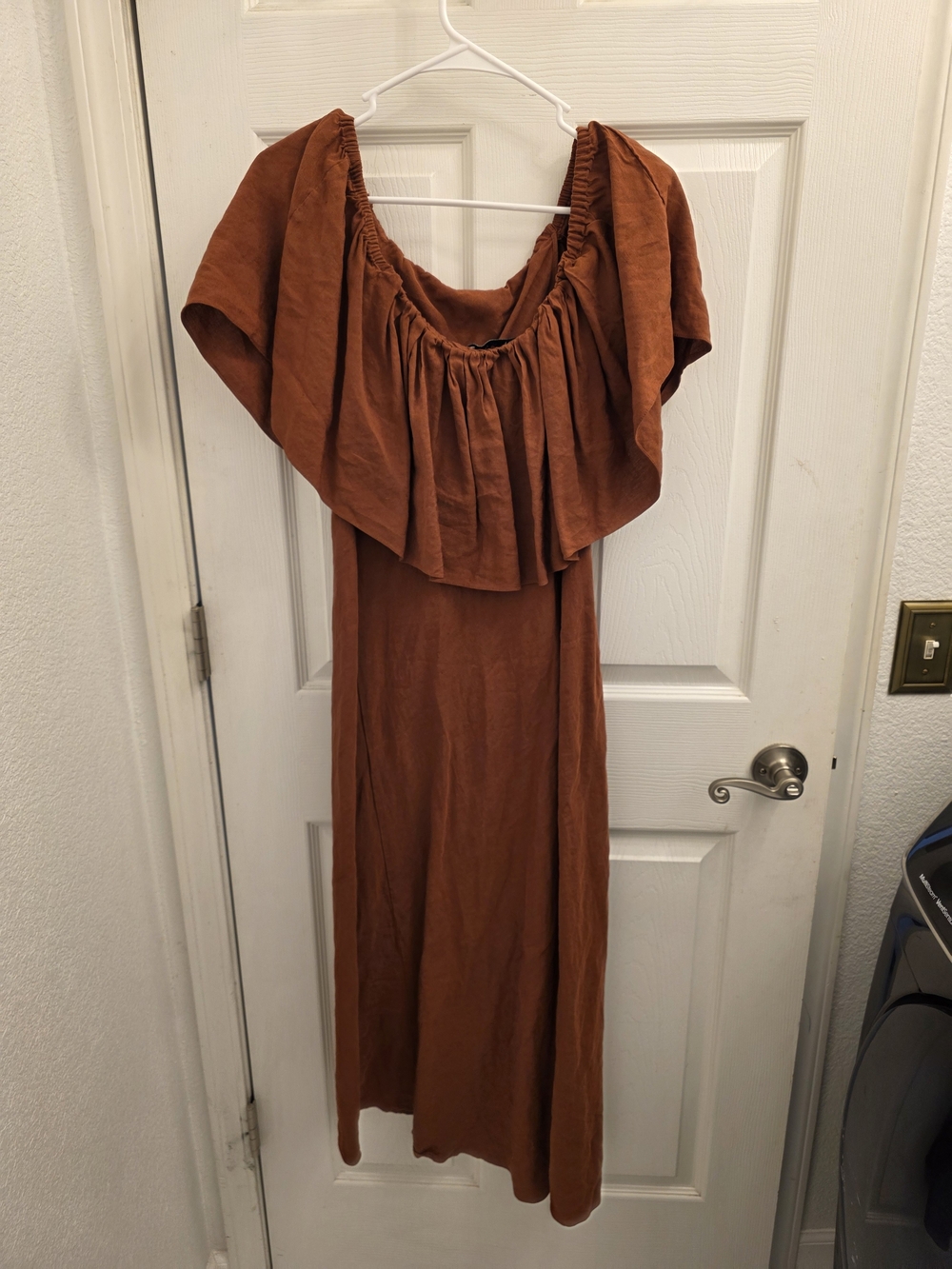 Zara Terracotta Off-Shoulder Maxi Dress